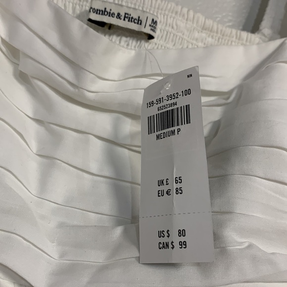 ABERCROMBIE AND FITCH WOMENS WHITE PUFF SLEEVE MINI DRESS MEDIUM PETITE NEW TAGS - Picture 4 of 8